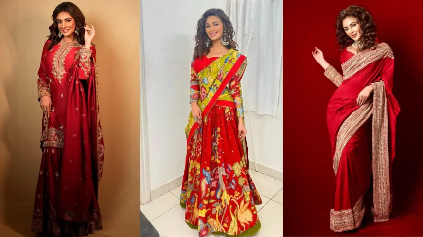 Elevate Your Navratri Style with Seerat Kapoor’s 3 Must-Try Red Desi Girl Looks!